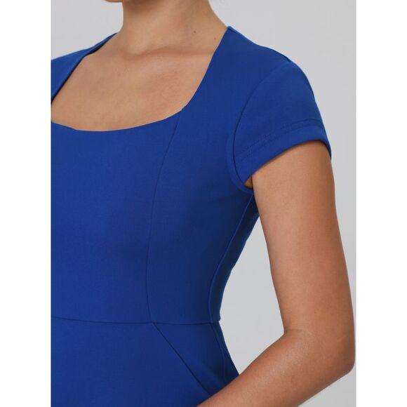 Sheath Dress Square Neck Cap Sleeve Workwear Pencil Dresses Royal Blue - Picture 4 of 6